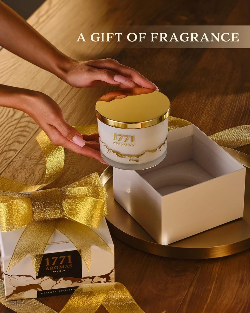 1771 Aromas Vanilla Scented Candles - 100% Natural Soy Wax - Large 3 Wick Jar Candle - Up to 50 Hours Burning Time - Candles for Home - Gift - Ready Candle for Men &amp; Women - Aromatherapy Candles - Homesidy.com