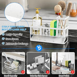 Cisily Kitchen Sink Caddy Organzier with High Brush Holder, Sponge Holder for Sink, 304 Rustproof Stainless, Kitchen Countertop Soap Dispenser Organizer, Kitchen Decor and Accessories - Homesidy.com