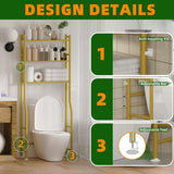 GloTika 3 - Tier Over The Toilet Storage, Space Saver Metal Bathroom Shelves, Freestanding Above Over Toilet Storage Shelf with 4 Hooks for Bathroom, Black - Homesidy.com