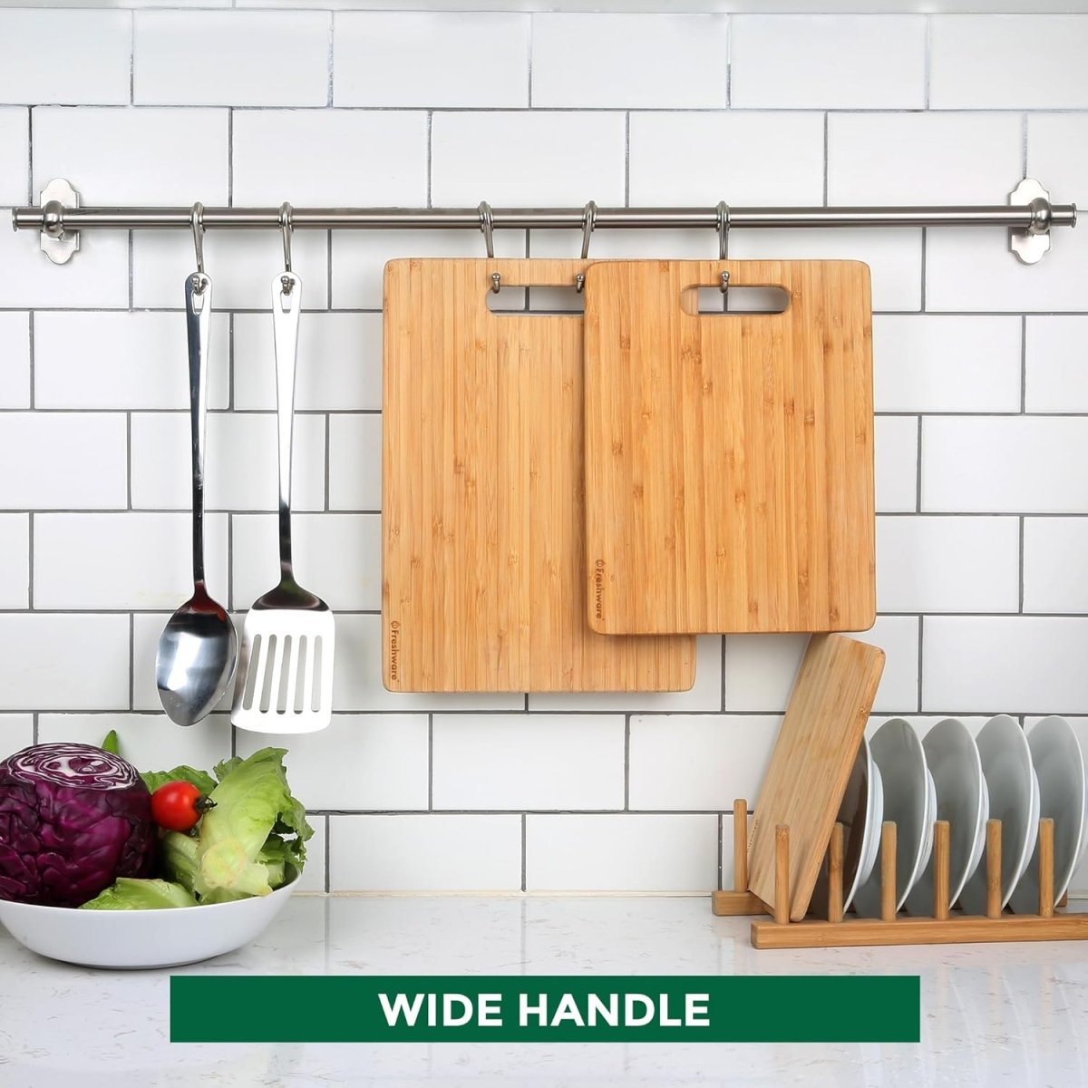 Bamboo Cutting Boards for Kitchen [Set of 3] Wood Cutting Board for Chopping Meat, Vegetables, Fruits, Cheese, Knife Friendly Serving Tray with Handles - Homesidy.com
