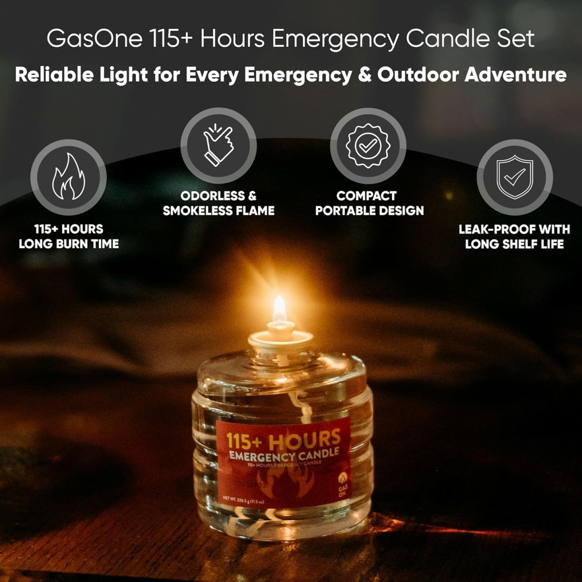 GasOne 115 Hours Emergency Candle Set – 8 - Pack Liquid Candles – Clean Burning, Unscented Long - Burning Candles for Ambient Lighting, Power Outages, Camping &amp; Blackouts - Homesidy.com
