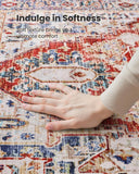 AMADA HOMEFURNISHING 8x10 Washable Area Rug, Low - Profile Large Area Rug with Non - Slip Backing &amp; Durable Edge Binding, Vintage Large Rugs for Living Room, Bedroom, Dinning Room - Homesidy.com