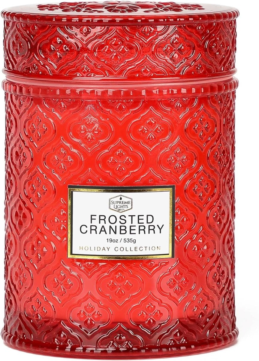 Frosted Cranberry Luxury Scented Candles - 19oz, 88hr Burn Time, Perfect Christmas Gifts for Women - Homesidy.com