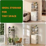 GloTika 3 - Tier Over The Toilet Storage, Space Saver Metal Bathroom Shelves, Freestanding Above Over Toilet Storage Shelf with 4 Hooks for Bathroom, Black - Homesidy.com