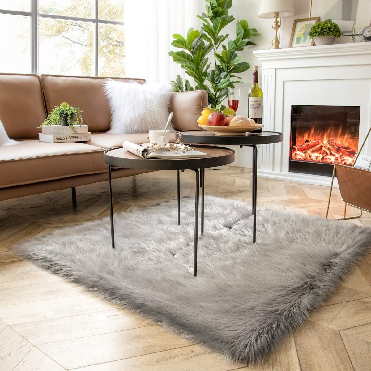 Ashler Faux Fur Rug, Fluffy White Small Sheepskin Rug, Ultra Soft 2x3 Ft Mat, Machine Washable Shag Mats, Nursery Throw for Bed, Living, Kids Room - Homesidy.com