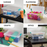 IRIS USA 6 Qt. Plastic Storage Bins Containers with Lids, 4 Pack, Small Sensory Bin, Craft Storage, Craft Organizers &amp; Storage, Organizing Container for Home, Office &amp; Art Supplies, Stackable, Clear - Homesidy.com