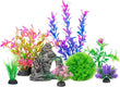 Ameliade Aquarium Artificial Plastic Plants Decorations and Rock Cave Decor Set Goldfish Betta Fish Tank Accessories Small Large Fish Bowl Ornaments - Homesidy.com