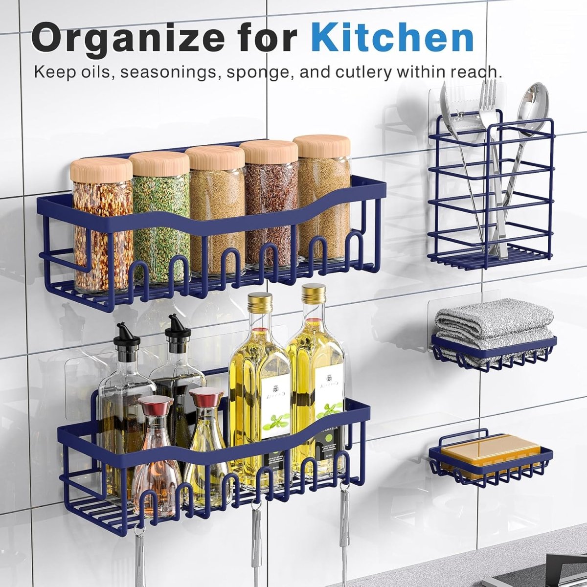 EUDELE Adhesive Shower Caddy, 5 Pack Rustproof Stainless Steel Bath Organizers With Large Capacity, No Drilling Shelves for Bathroom Storage &amp; Home Decor - Homesidy.com