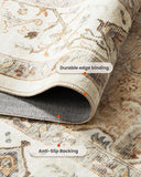 AMADA HOMEFURNISHING 8x10 Washable Area Rug, Low - Profile Large Area Rug with Non - Slip Backing &amp; Durable Edge Binding, Vintage Large Rugs for Living Room, Bedroom, Dinning Room - Homesidy.com