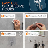 GLUIT Adhesive Wall Hooks for Hanging Heavy Duty 22 lbs Hooks for Walls No Damage, Towel Sticky Clear Hook, Waterproof, Home, Bathroom, Kitchen, Office, and Outdoor 12 Pack - Homesidy.com
