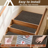 COSY HOMEER Edging Stair Treads Non - Slip Carpet Mat 28inX9in Indoor Stair Runners for Wooden Steps, Edging Stair Rugs for Kids and Dogs, 100% Polyester TPE Backing (15pc, Beige) - Homesidy.com
