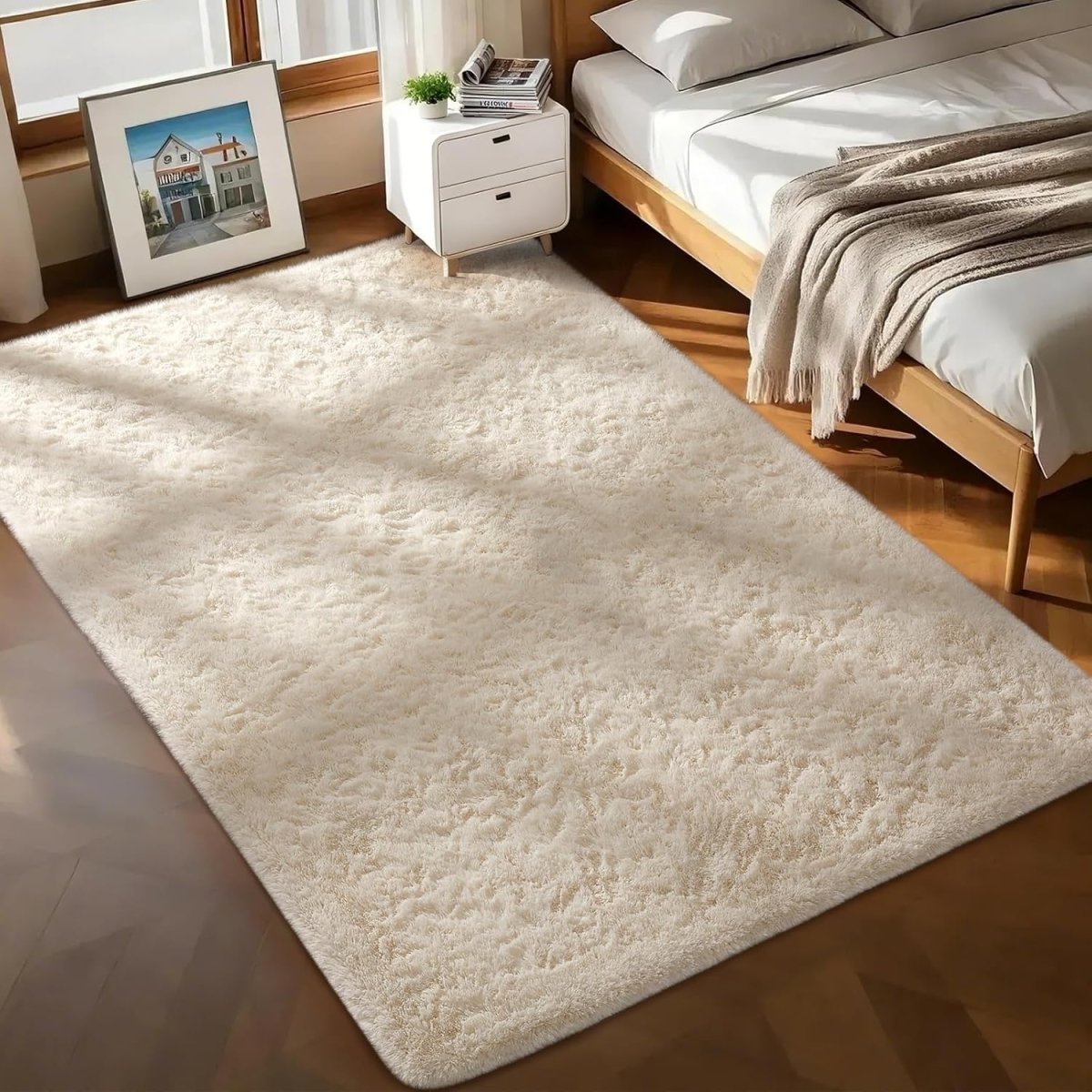 Ophanie Area Rugs for Living Room Bedroom, Upgrade Non - Slip Fluffy Soft Grey Shag Carpet, Indoor Floor Gray 4x6 Fuzzy Shaggy Living Room Plush Rug for Kids Home Dorm Decor Aesthetic - Homesidy.com