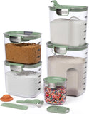 ProKeeper 9 - Piece Airtight Food Storage Container Set – Clear Plastic Flour and Sugar Canister Set with Magnetic Accessories for Kitchen Organization (Grey, 9 - Piece) - Homesidy.com
