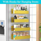 HuggieGems Metal 4 Pack Magnetic Spice Storage Rack Organizer for Refrigerator and Oven, Black Fridge Organizers and Storage - Homesidy.com