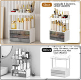 StorBin 3 Drawers Makeup Organizer - 5 Tier Bathroom Counter Organizers and Storage, Versatile Perfume Vanity Organizer, Ideal for Cosmetic, Large Skincare, Face Mask, Office Supplies, Amber - Homesidy.com