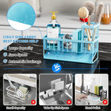 Cisily Kitchen Sink Caddy Organzier with High Brush Holder, Sponge Holder for Sink, 304 Rustproof Stainless, Kitchen Countertop Soap Dispenser Organizer, Kitchen Decor and Accessories - Homesidy.com