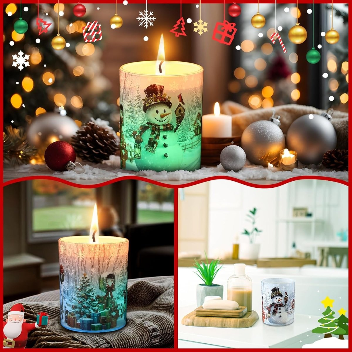 Electricwise Christmas Scented Candle Gift Set for Women, LED Xmas Candles Can Change Into 7 Colors, Winter Candle with 7.6oz Soy Wax Fir Holiday Candles for Christmas Women Gift(Snowman) - Homesidy.com