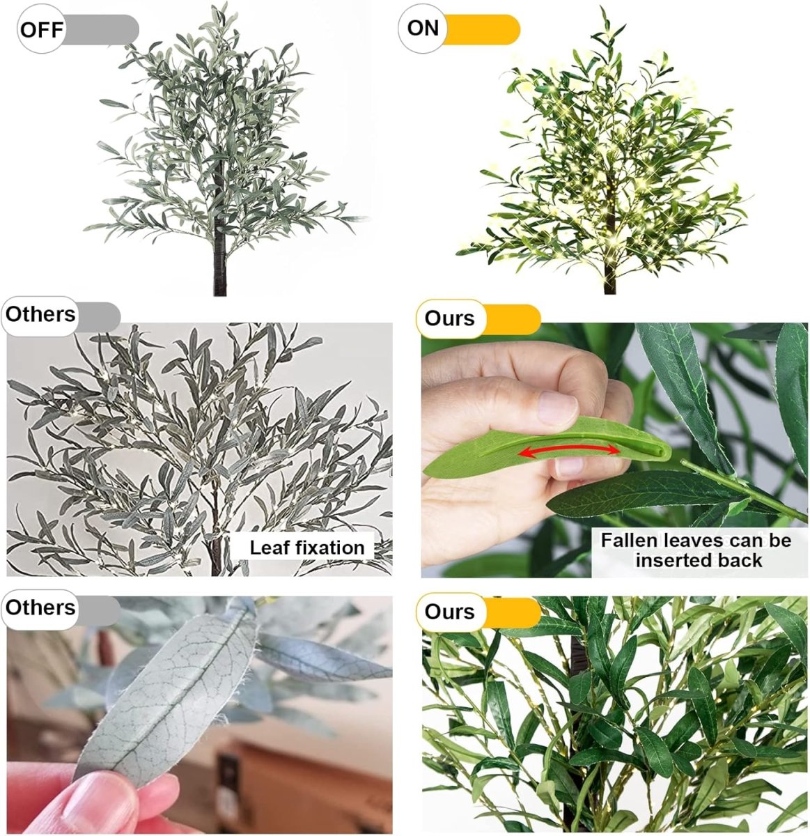 LKGOOD Artificial Lighted Olive Tree 6FT Tall Faux Silk Light Up Plant Trees(with Switch Button) for Home Office Decor Indoor with 300 Warm White Fairy Lights and Lifelike Leaves - Homesidy.com