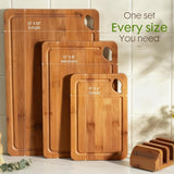 Astercook Deep - Carbonized Bamboo Cutting Boards for Kitchen with Wood Storage Stand, Reversible Charcuterie &amp; Chopping Boards with Juice Grooves and Easy - Grip Handles, Knife - Friendly, Kitchen Gift - Homesidy.com