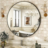 HARRITPURE Round Mirror 30 Black Wall Mounted Circle Mirrors Vanity Mirror with Brushed Aluminum Alloy Frame Modern Decoration for Bathroom, Living Room, Vanity, Bedroom, Entryway - Homesidy.com