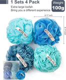 MTDLYICE Loofah Sponge, XXL Large Loofah 100g 4 Pack, Bath Sponge Soft Mesh Shower Loofah for Men, Body Scrub, Shower Pouf Bath Accessories, for Body Wash, Soap (Blue Gray) - Homesidy.com