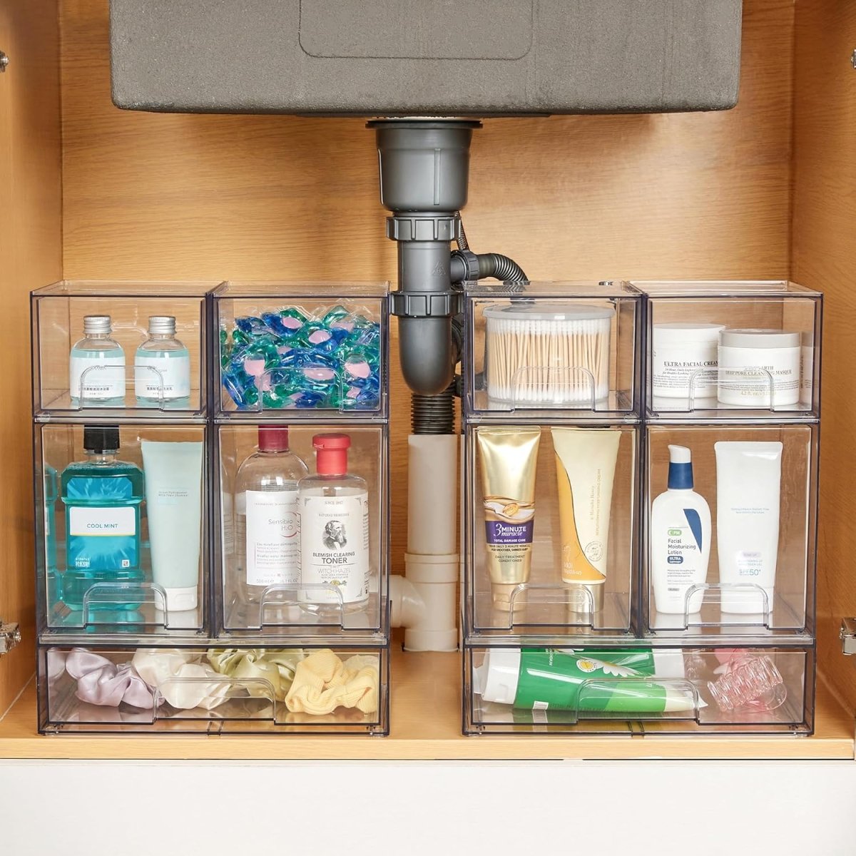 Vtopmart Stackable Storage Drawers Set of 5, Clear Plastic Organizer Bins for Baby Bottle, Beauty Supplies Storage, Ideal for Kichen Countertop, Vanity, Bathroom, Cabinet, Pantry Organization - Homesidy.com