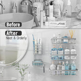 Liuoud 5 Pack Shower Caddy Organizer Rack Shelf for Inside Shower, Adhesive Bathroom Wall Storage Basket Rustproof Stainless Steel Shampoo Holder, Girly Bathroom Accessory Decor Set, Pink - Homesidy.com