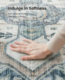 AMADA HOMEFURNISHING 8x10 Washable Area Rug, Low - Profile Large Area Rug with Non - Slip Backing &amp; Durable Edge Binding, Vintage Large Rugs for Living Room, Bedroom, Dinning Room - Homesidy.com