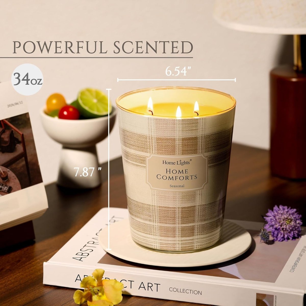 HomeLights Scented Candles for Women &amp; Men, 18oz Candle Jars Aromatherapy 4 - Wick Candle, Ideal for Rustic Modern Home Decor and Gifts, Blueberry Cheesecake - Homesidy.com