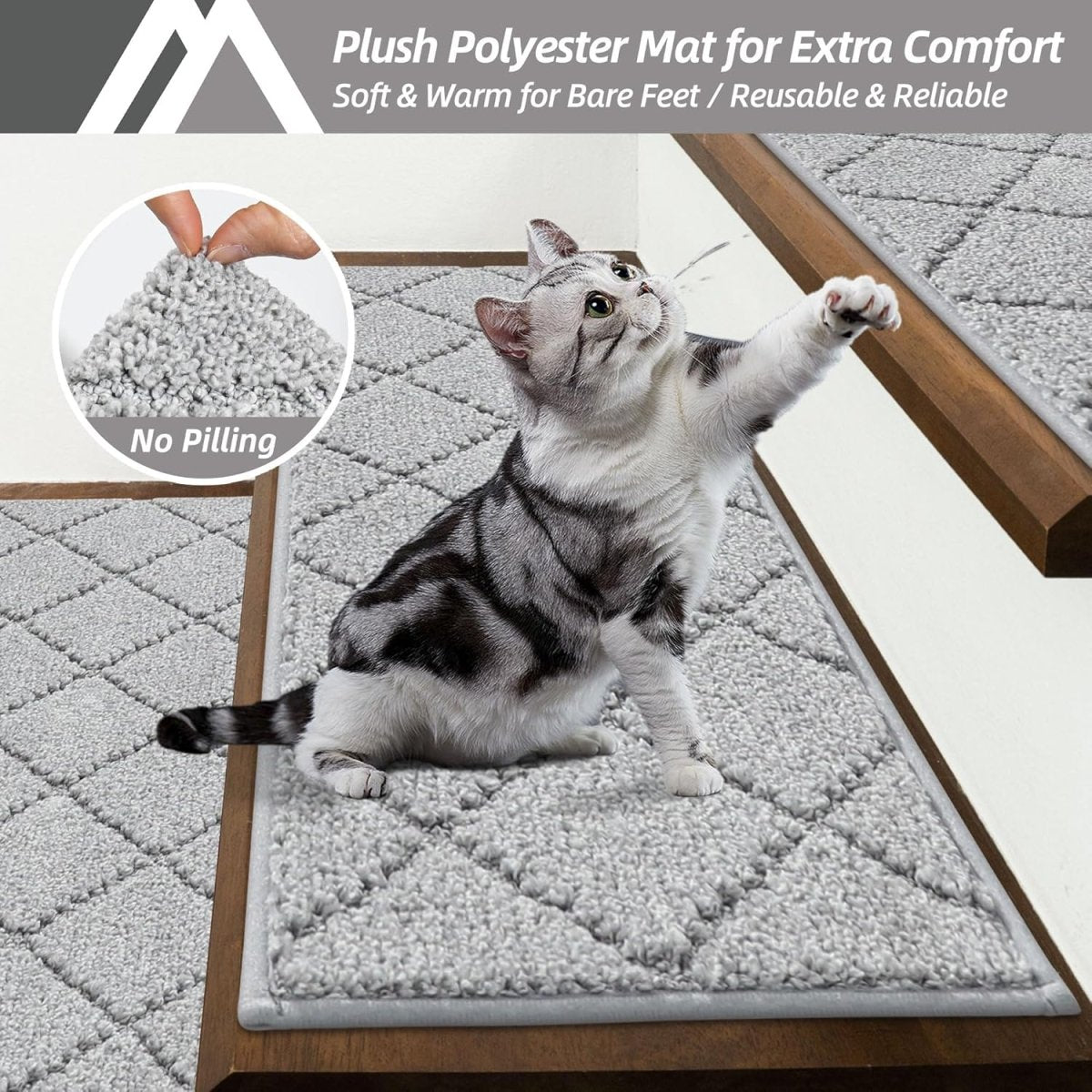 COSY HOMEER Edging Stair Treads Non - Slip Carpet Mat 28inX9in Indoor Stair Runners for Wooden Steps, Edging Stair Rugs for Kids and Dogs, 100% Polyester TPE Backing (15pc, Beige) - Homesidy.com
