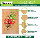 Bamboo Cutting Boards for Kitchen [Set of 3] Wood Cutting Board for Chopping Meat, Vegetables, Fruits, Cheese, Knife Friendly Serving Tray with Handles - Homesidy.com