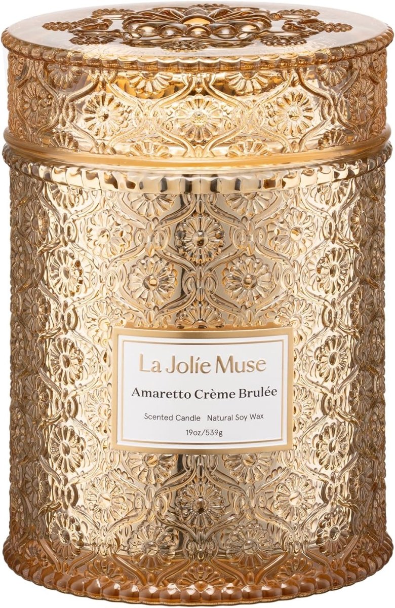 LA JOLIE MUSE Sahara Amber Candle – Bergamot, Clove &amp; Amber | 12 oz Large 2 - Wick Soy Wax Candle | 60 Hours Clean Burn | Gift - Ready for Hosts &amp; Gatherings | Elegant Home Décor - Homesidy.com
