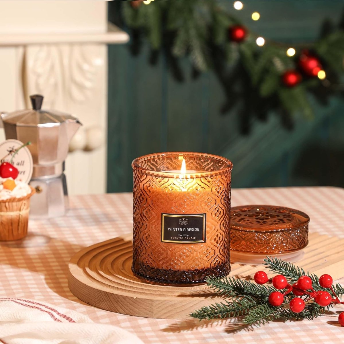 Frosted Cranberry Luxury Scented Candles - 19oz, 88hr Burn Time, Perfect Christmas Gifts for Women - Homesidy.com