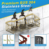 EUDELE Adhesive Shower Caddy, 5 Pack Rustproof Stainless Steel Bath Organizers With Large Capacity, No Drilling Shelves for Bathroom Storage &amp; Home Decor - Homesidy.com