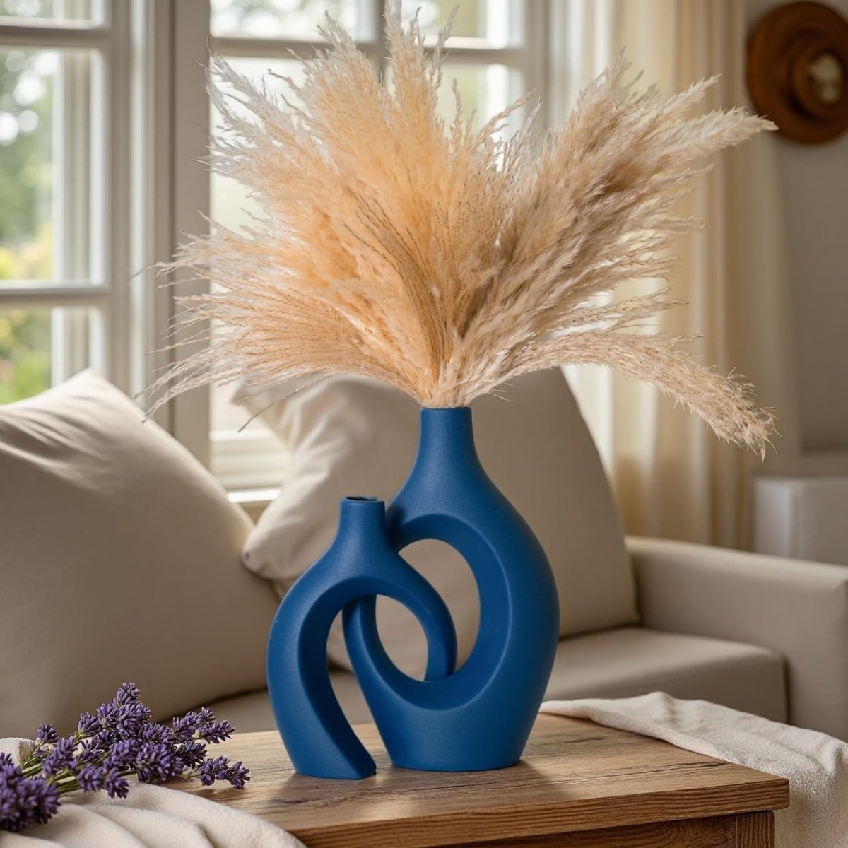 Lvases Snuggle Hollow Ceramic Vase Set of 2, Nordic Modern Boho ins Style Decorative Ceramic Aesthetic Flower Vase for Home Decor (Milky White W 6.3&34; X H 8.4&34;) - Homesidy.com