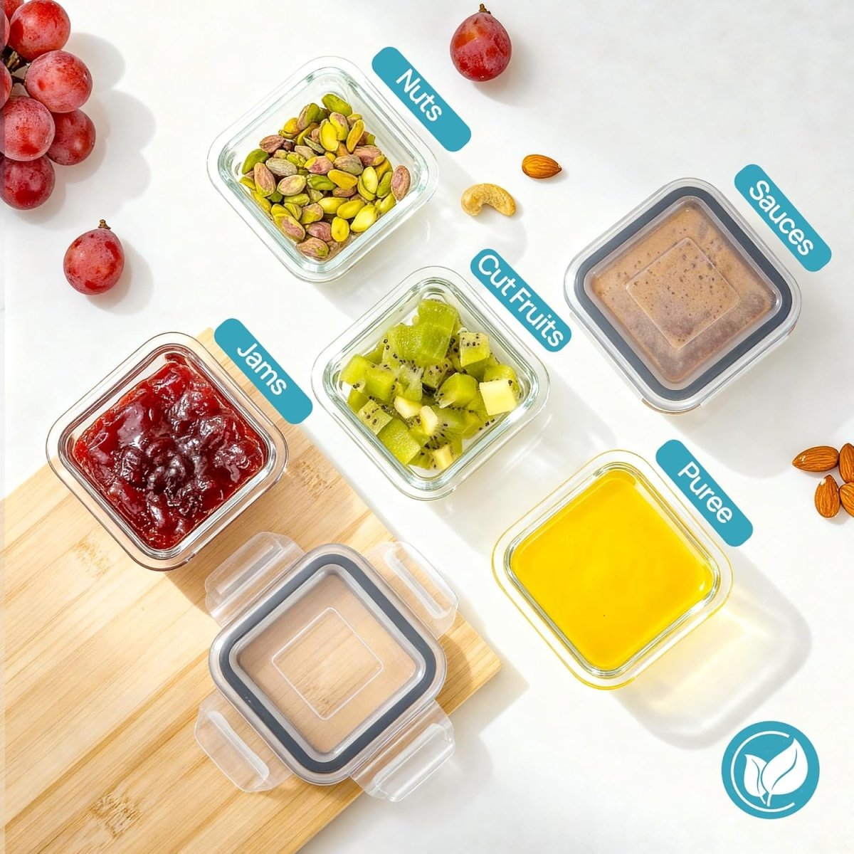 Vtopmart 5Pack 22oz Glass Storage Containers with Lids, Glass Meal Prep Food Container Sets with Snap Airtight Lids for Microwave, Oven, Freezer and Dishwasher, Grey - Homesidy.com