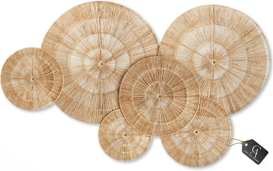 CHI AN HOME Wicker 23 Inch Jute Wall Decor Baskets, Set of 6 Extra Large Woven Jute Wall Plates, 23&34;,21&34;,15&34;,13&34;,12,10&34;, Decorative Baskets for Wall Arts, Wall Hanging for Bedroom, Living Room, Office - Homesidy.com