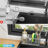 Cisily Kitchen Sink Caddy Organzier with High Brush Holder, Sponge Holder for Sink, 304 Rustproof Stainless, Kitchen Countertop Soap Dispenser Organizer, Kitchen Decor and Accessories - Homesidy.com