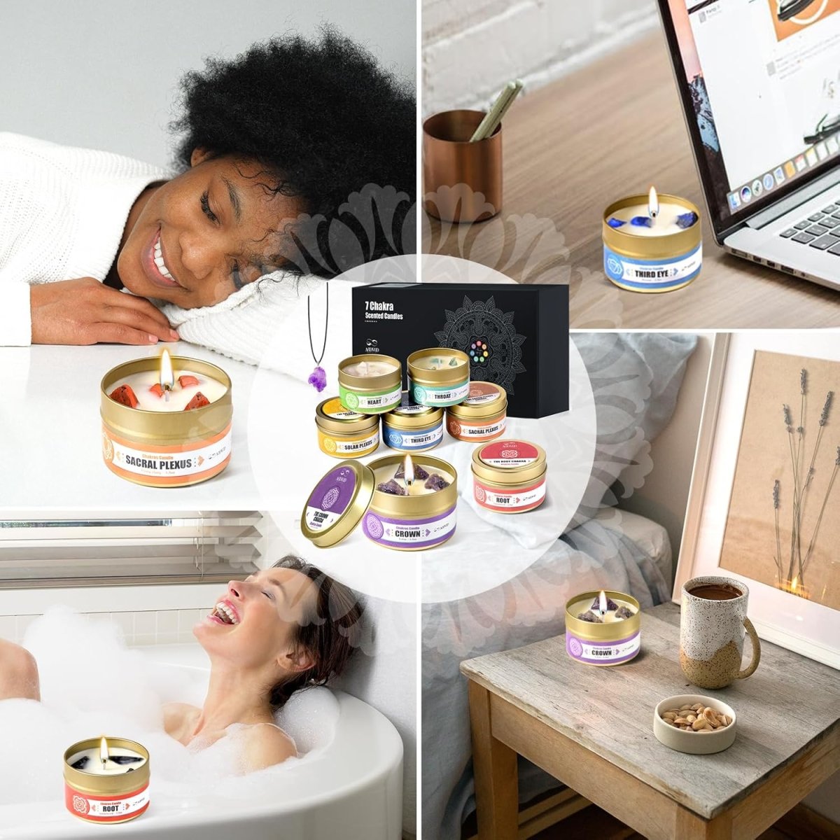 AOOVOO Scented Candles - 4PC Candle Set, 36 oz Soy Candles, Soy Candle for Home Scented, Lavender/Vanilla/Eucalyptus/Sage - Homesidy.com