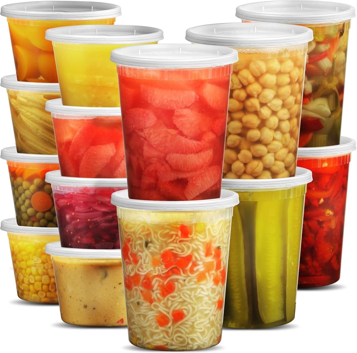JoyServe Deli Food Storage Containers with Lids - (48 Sets) 24 - 32 Oz Quart Size &amp; 24 - 16 Oz Pint Size Plastic Airtight Takeout Meal Prep Storage, BPA - Free, Dishwasher, Microwave Safe - Homesidy.com