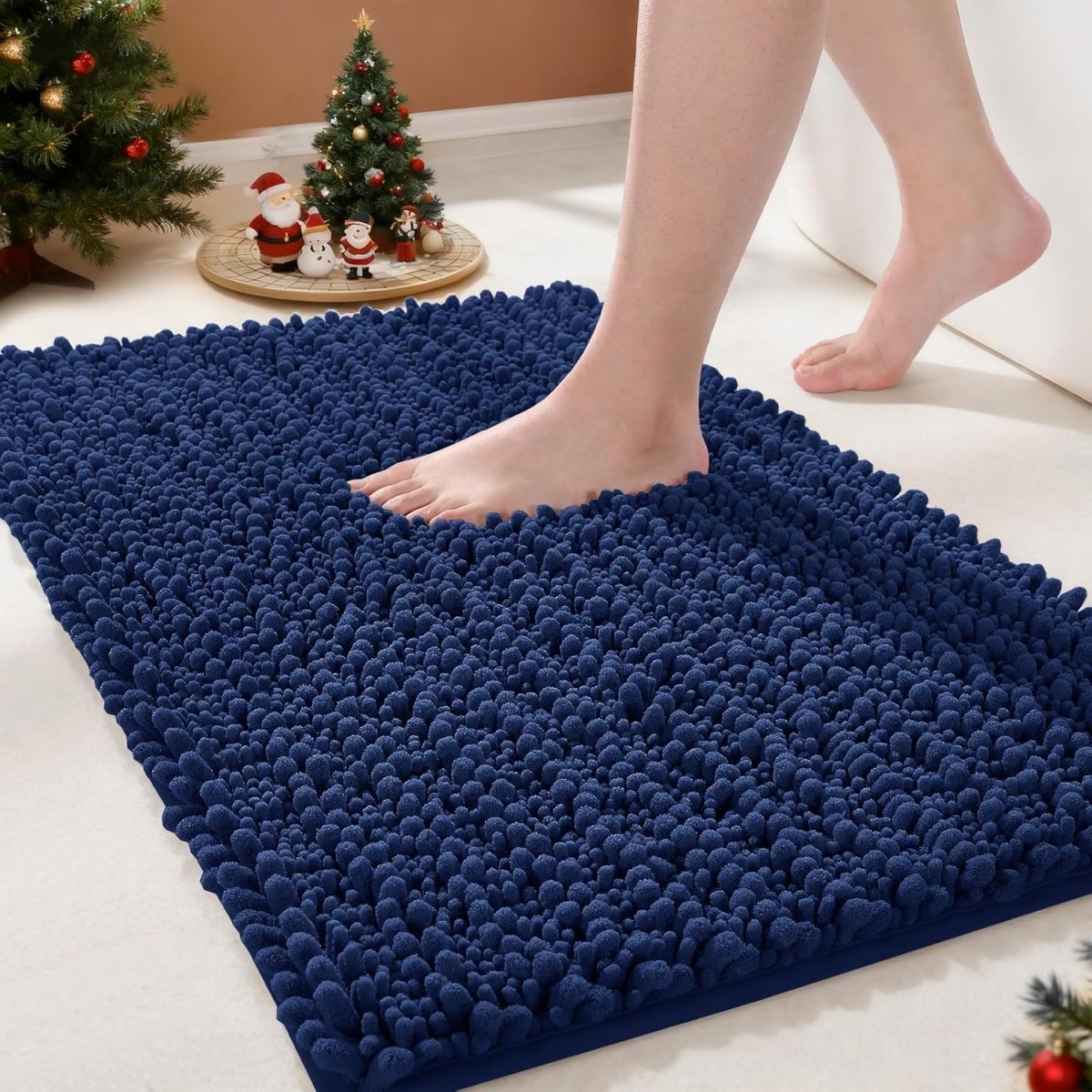 Yimobra Bathroom Rugs Non Slip Washable - Ultra Soft Absorbent Chenille Bath Mat, Quick Dry Shaggy Floor Carpet for Tub Shower, Gray Home Decor Accessories, 24x17 Inch - Homesidy.com