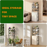 GloTika 3 - Tier Over The Toilet Storage, Space Saver Metal Bathroom Shelves, Freestanding Above Over Toilet Storage Shelf with 4 Hooks for Bathroom, Black - Homesidy.com