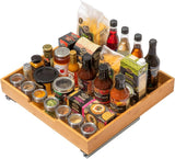 HOLDN’ STORAGE Bamboo Wooden Pull out Cabinet Organizer. 17&34; W x 21&34; D - Requires At Least a 18.25&34; W x 21&34; D.Cabinet Opening. W/Lifetime Limited Warranty. Bamboo Tray and Heavy gauge metal rails. - Homesidy.com