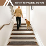 COSY HOMEER Edging Stair Treads Non - Slip Carpet Mat 28inX9in Indoor Stair Runners for Wooden Steps, Edging Stair Rugs for Kids and Dogs, 100% Polyester TPE Backing (15pc, Beige) - Homesidy.com