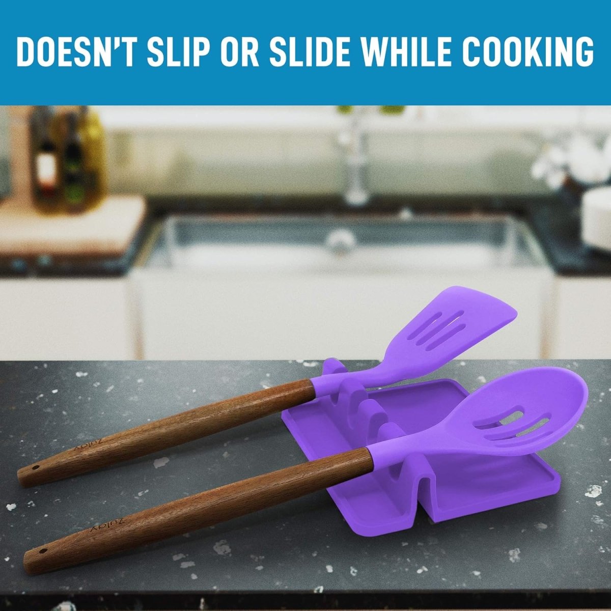 Zulay Kitchen Spoon Rest for Multiple Utensils High Heat - Resistant Silicone Drip Pad, BPA - Free Spoon Holder for Stove Top, Kitchen Gadget Holder for Ladles, Tongs, Cooking Spatula - Makes Great Gift - Homesidy.com