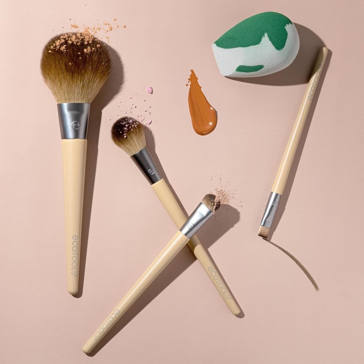 EcoTools Makeup Brush Set for Eyeshadow, Foundation, Blush, and Concealer with Bonus Storage Case, Start the Day Beautifully, Travel Friendly, 6 Piece Set - Homesidy.com