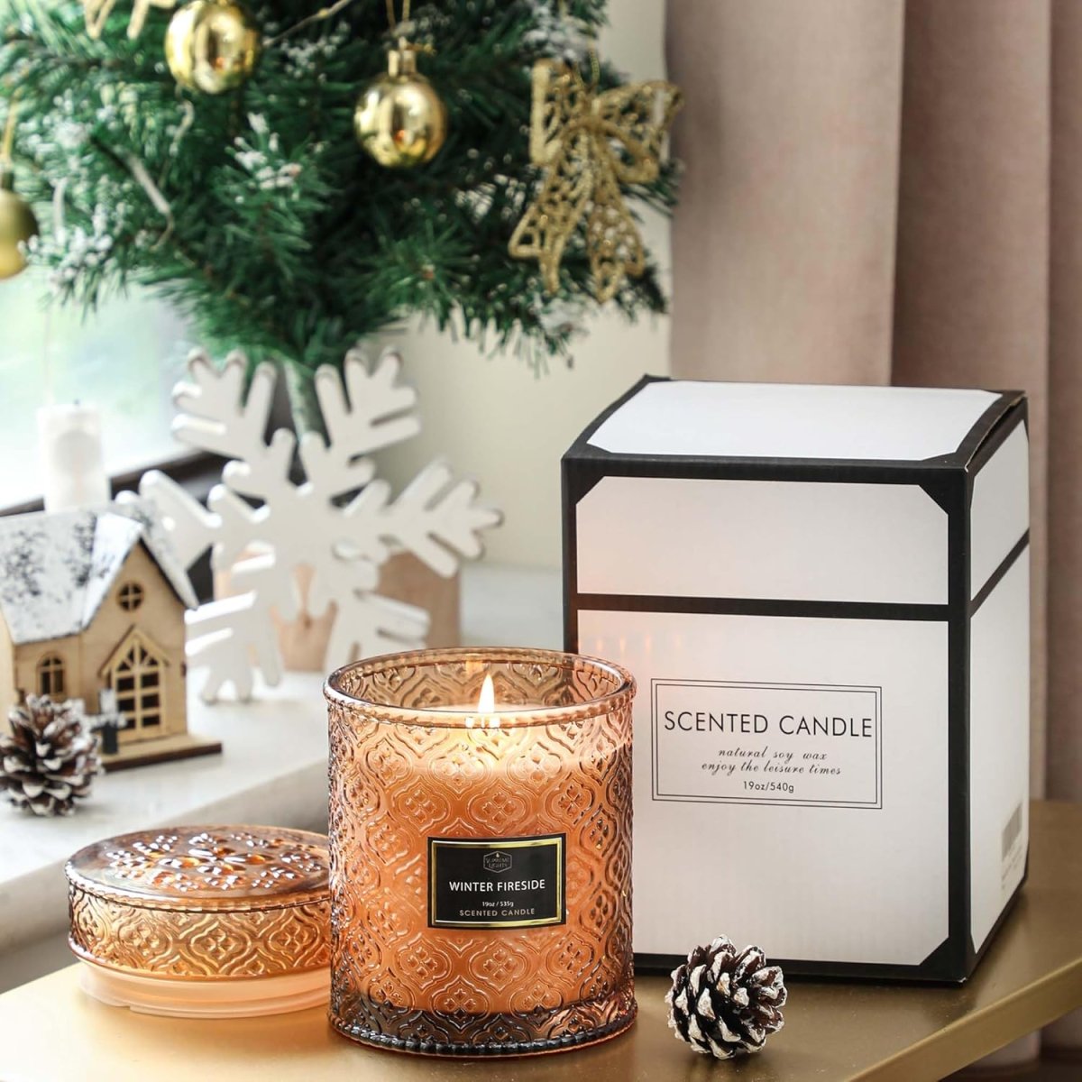 Frosted Cranberry Luxury Scented Candles - 19oz, 88hr Burn Time, Perfect Christmas Gifts for Women - Homesidy.com