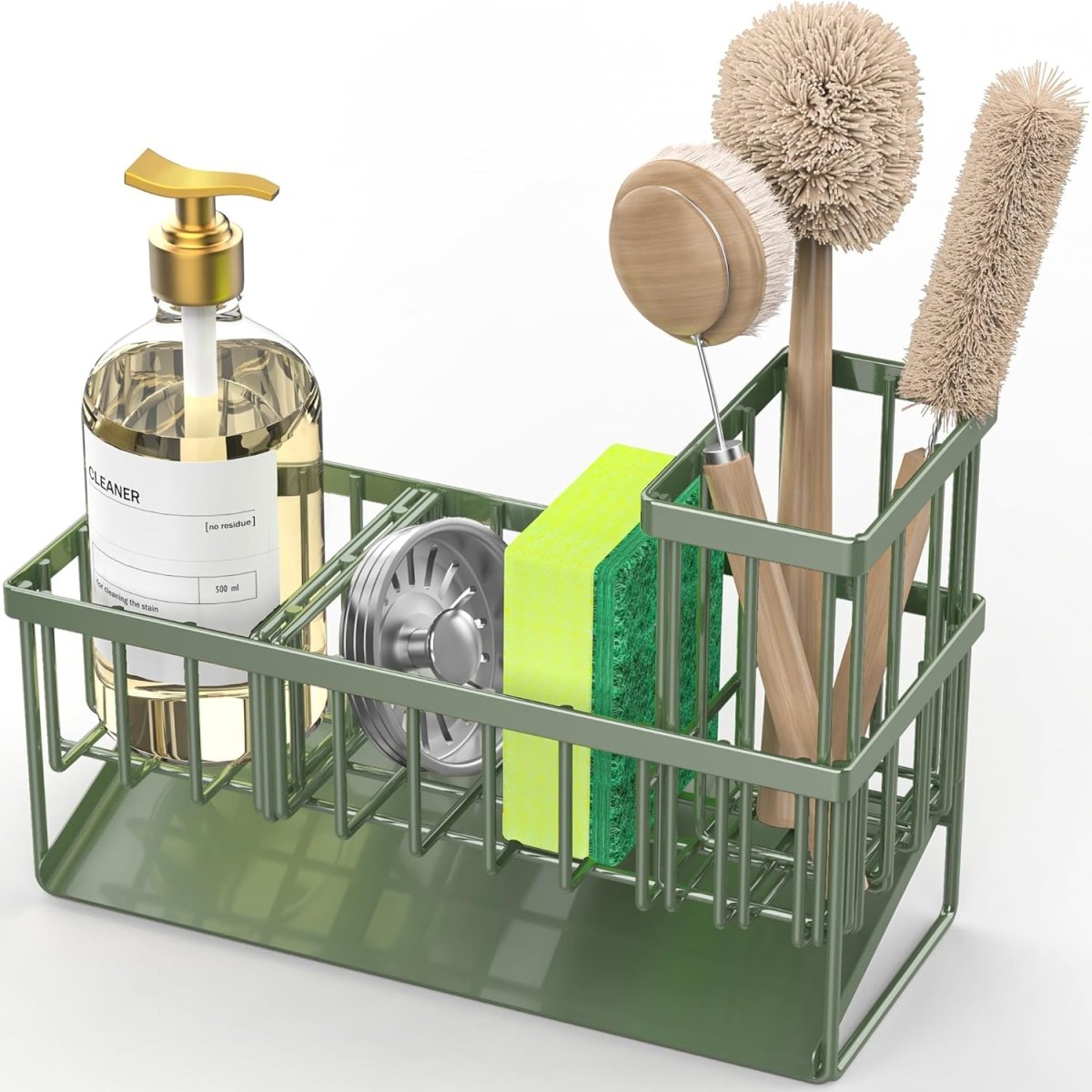 Cisily Kitchen Sink Caddy Organzier with High Brush Holder, Sponge Holder for Sink, 304 Rustproof Stainless, Kitchen Countertop Soap Dispenser Organizer, Kitchen Decor and Accessories - Homesidy.com