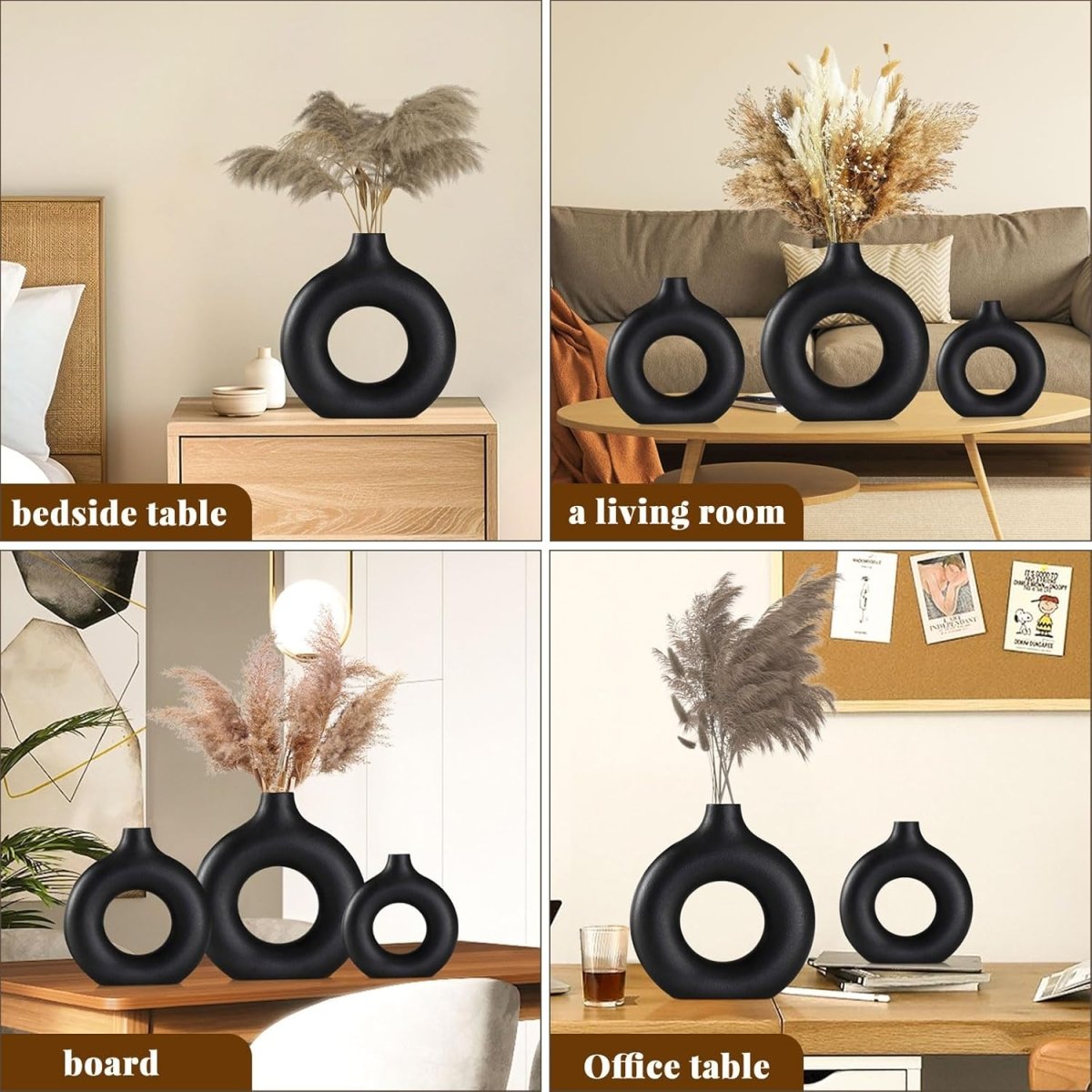 Ceramic Vases Set of 2,Modern Vases for Home Decor, White Boho Style for Living Room Kitchen Mantle Bedroom Dining Table Office Farmhouse Decorative Design - Homesidy.com