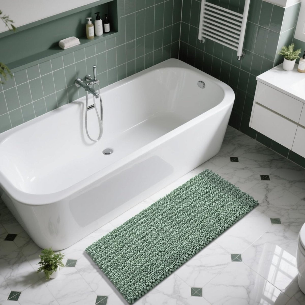 Yimobra Bathroom Rugs Non Slip Washable - Ultra Soft Absorbent Chenille Bath Mat, Quick Dry Shaggy Floor Carpet for Tub Shower, Gray Home Decor Accessories, 24x17 Inch - Homesidy.com